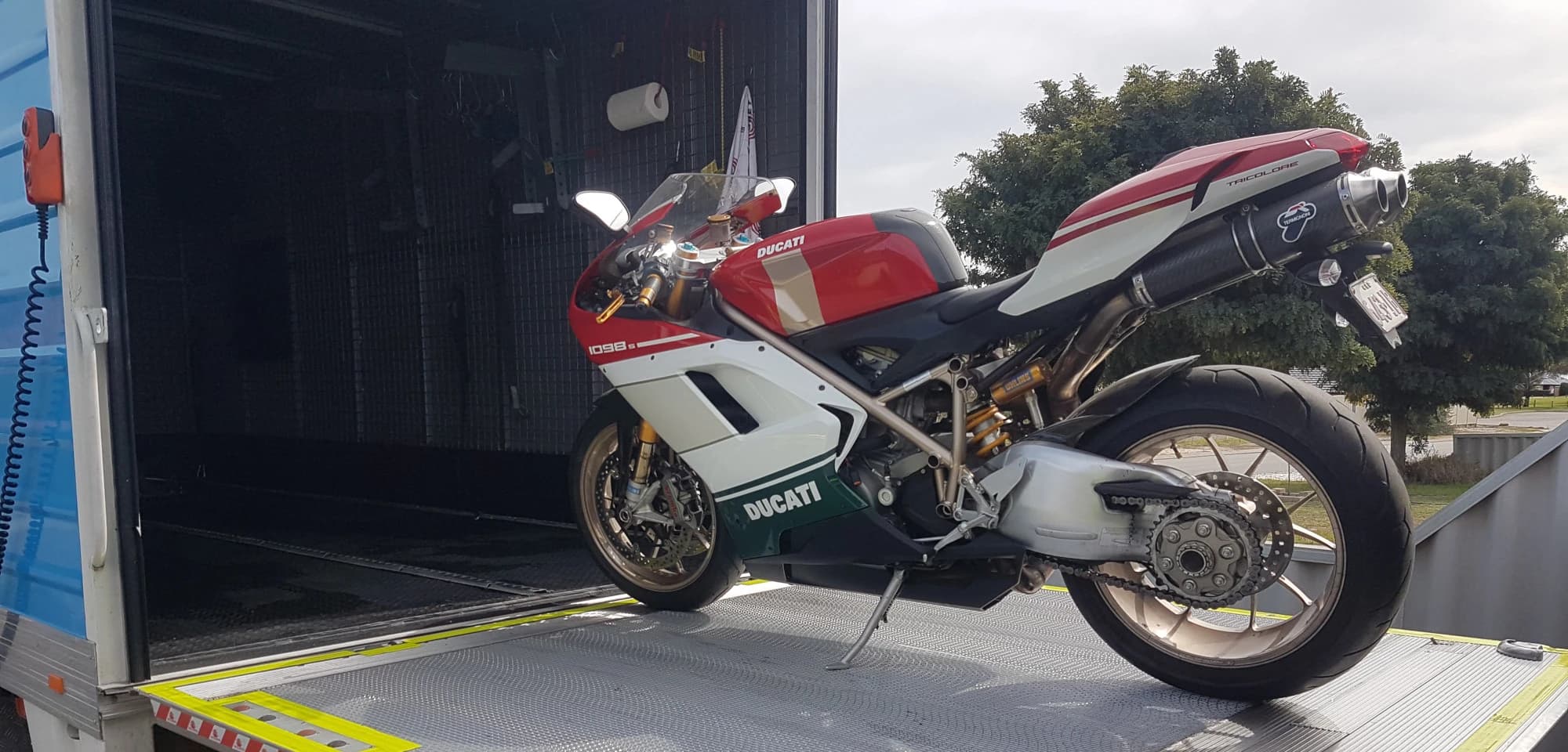 Motorcycle ready for transport in Perth